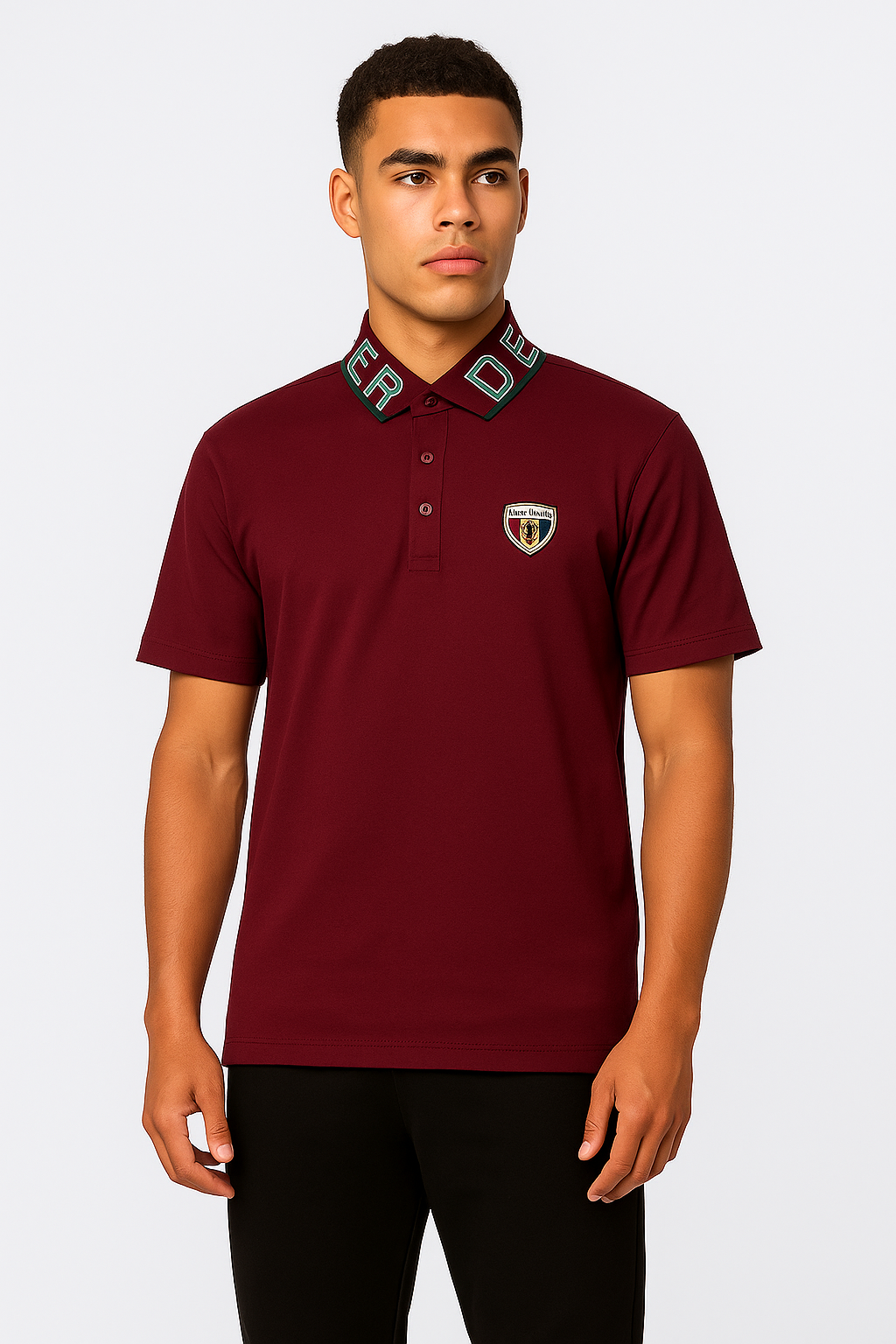 Men's Designer Polo Shirt with Embroidered Crest & Logo Collar