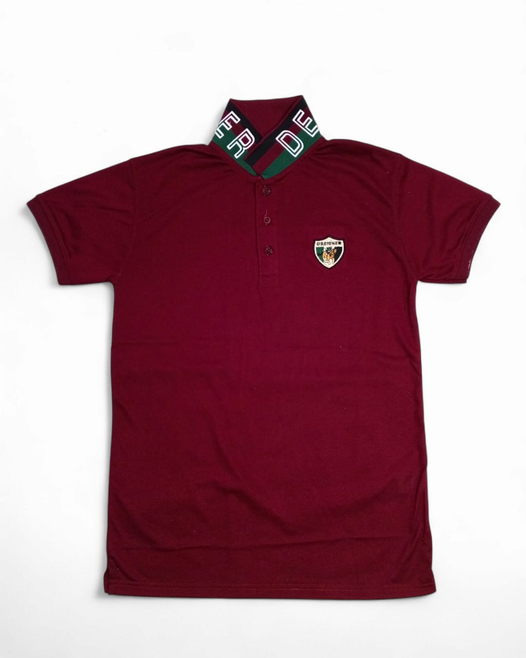 Men's Designer Polo Shirt with Embroidered Crest & Logo Collar