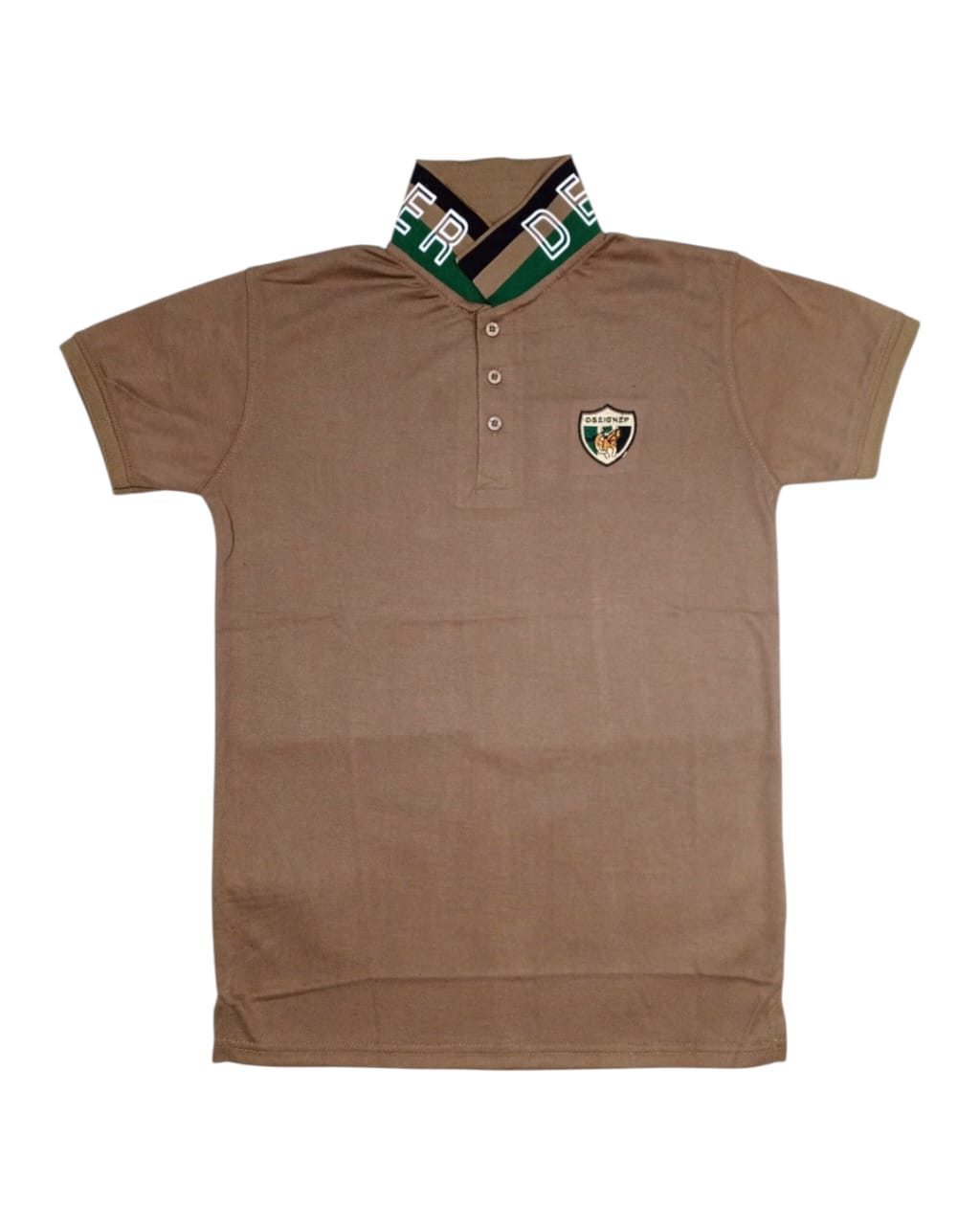 Men's Designer Polo Shirt with Embroidered Crest & Logo Collar