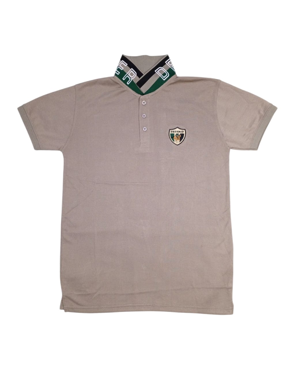 Men's Designer Polo Shirt with Embroidered Crest & Logo Collar