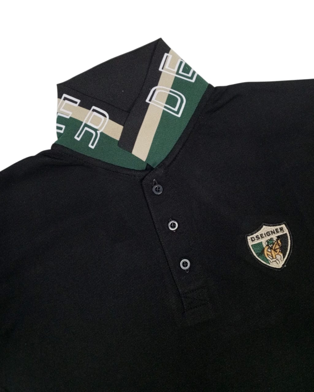 Men's Designer Polo Shirt with Embroidered Crest & Logo Collar