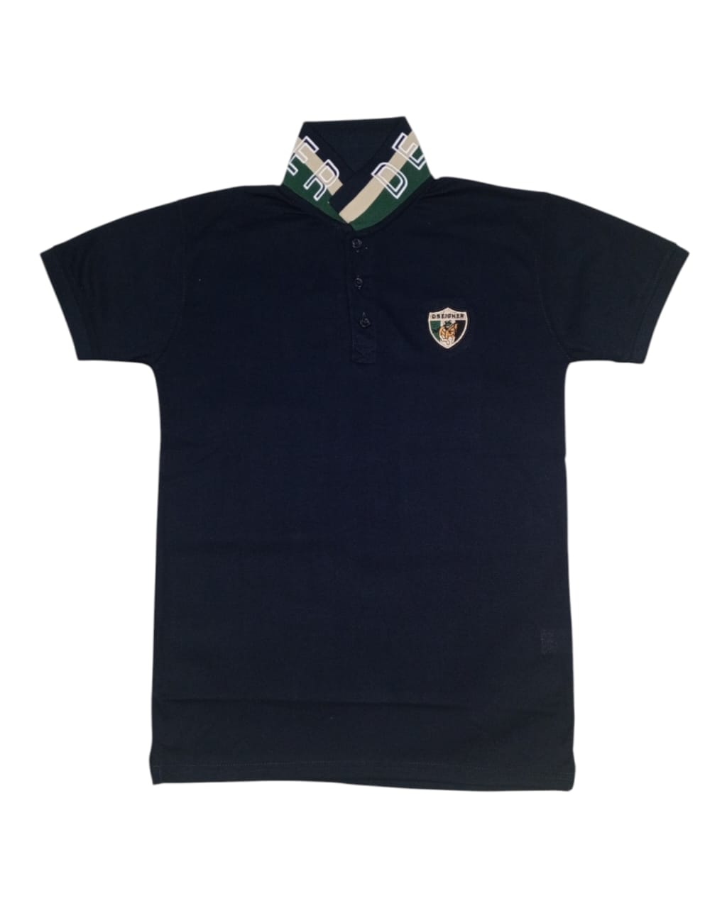 Men's Designer Polo Shirt with Embroidered Crest & Logo Collar