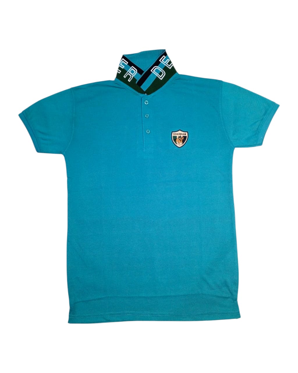 Men's Designer Polo Shirt with Embroidered Crest & Logo Collar