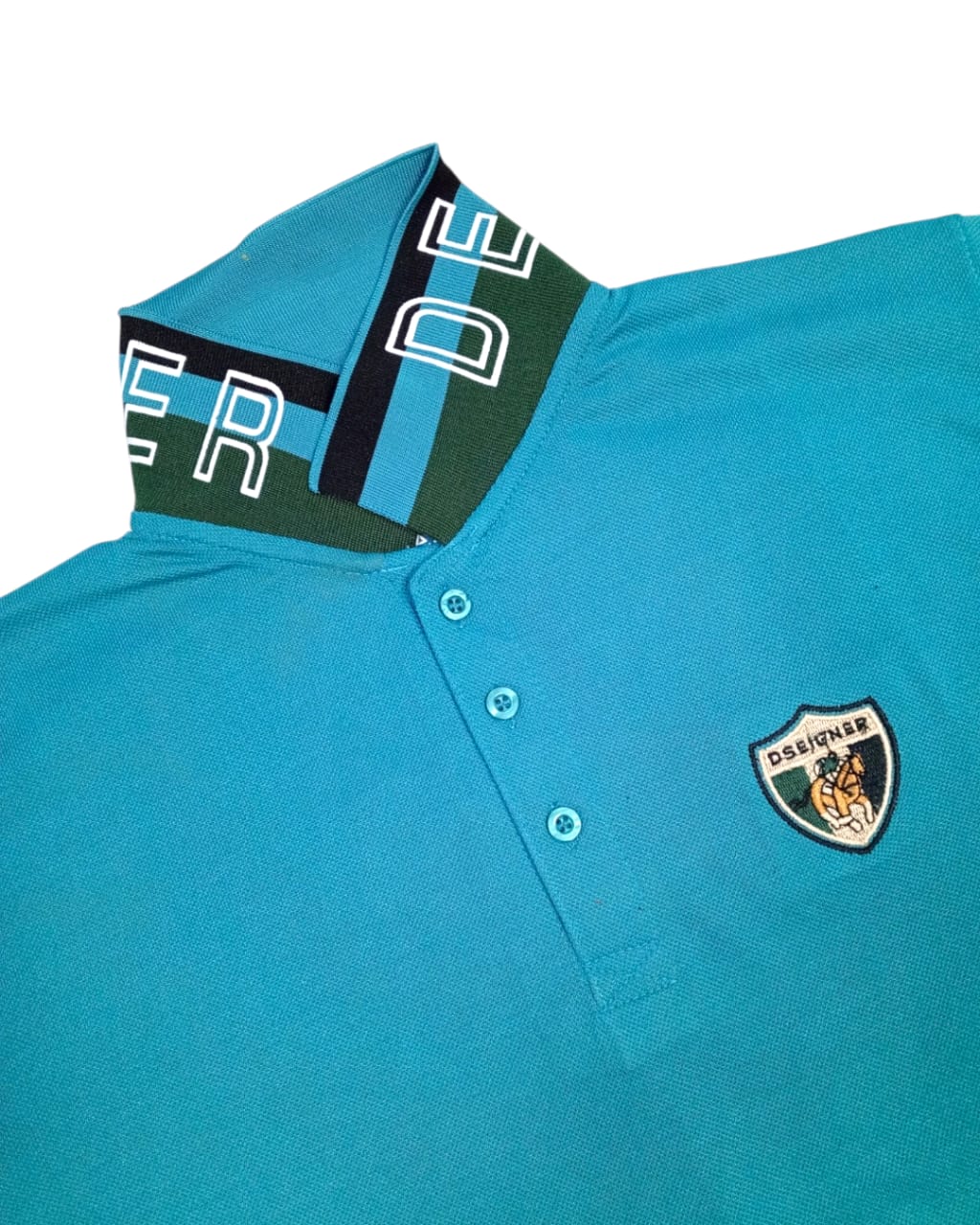 Men's Designer Polo Shirt with Embroidered Crest & Logo Collar