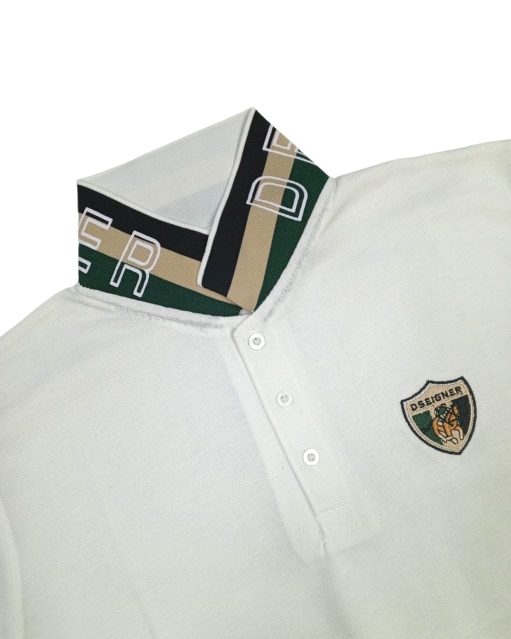 Men's Designer Polo Shirt with Embroidered Crest & Logo Collar