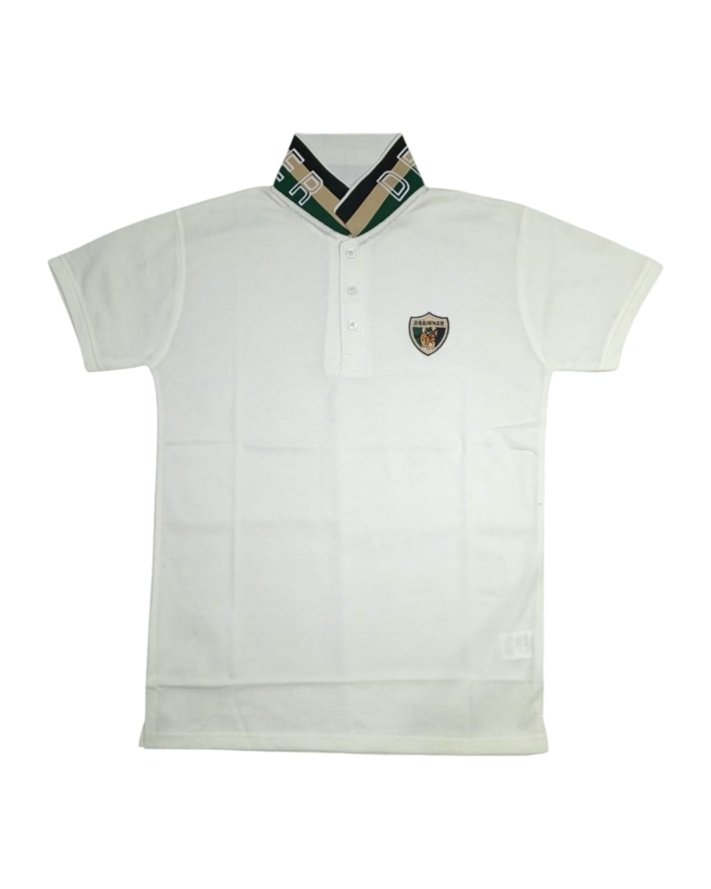 Men's Designer Polo Shirt with Embroidered Crest & Logo Collar