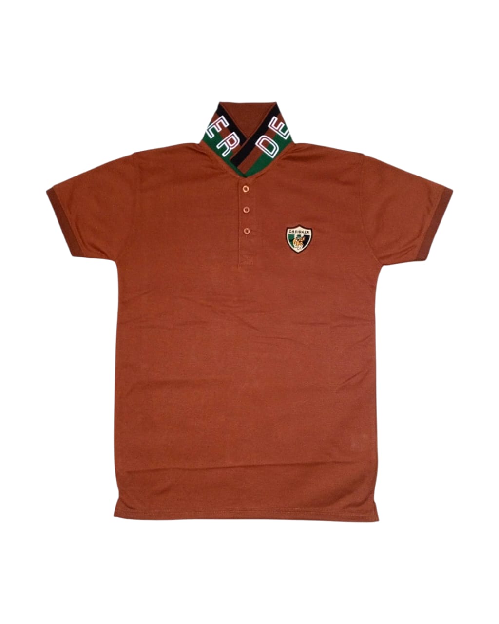Men's Designer Polo Shirt with Embroidered Crest & Logo Collar